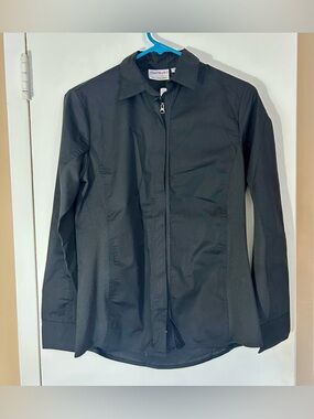 Chef Works Black Zip-Front Long Sleeve Work Shirt Size Small